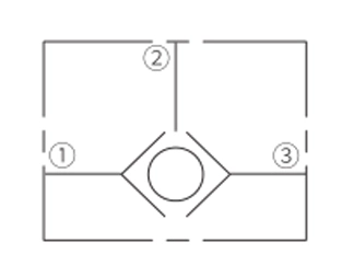 ILS04-B30-kuulaventtiilin toimintasymboli, lastaussukkula.