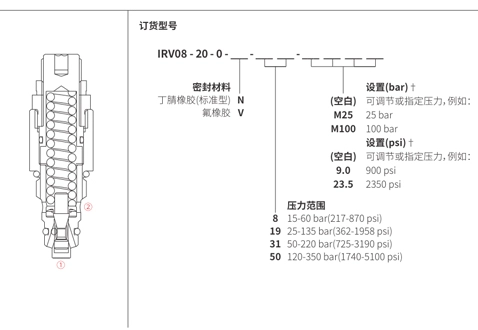 Suorituskyky/mitta/Sektional Piirustus IRV08-20 Relief venttiilin suorat vaikutukset