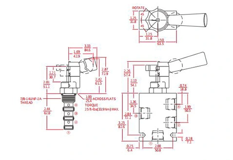 Suorituskyky/mitta/piirustus IMR10-47A käsikäyttöinen ohjausventtiili