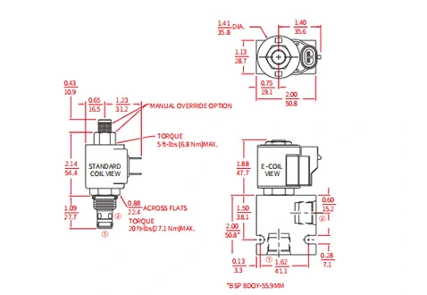 Suorituskyky/mitta/Sektional Piirustus ISV08-20 Poppet 2-Way N.C. Solenoidventiili