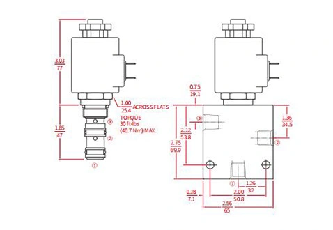 Suorituskyky/mitta/Sektional Piirustus ISV10-38 Spool 3-Way 2-Position Solenoid venttiili