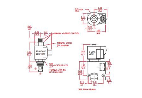 Suorituskyky/mitta/Sektional Piirustus ISV08-22 Poppet 2-Way N.C. Solenoidventiili