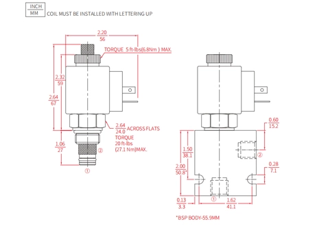 Suorituskyky/mitta/Sektional Piirustus ISV08-B20 poppet 2-Way N.C. Solenoidventiili