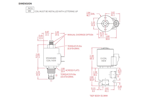 Suorituskyky/mitta/Sektional Piirustus ISV10-20 Poppet 2-Way N.C. Solenoidventiili