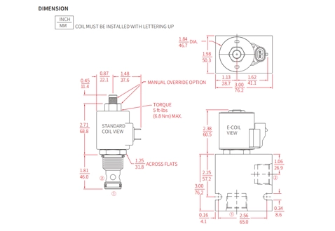 Suorituskyky/mitta/Sektional Piirustus ISV12-22 Poppet 2-Way N.C. Solenoidventiili