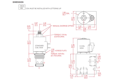 Suorituskyky/mitta/Sektional Piirustus ISV16-20 Poppet 2-Way N.C. Solenoidventiili